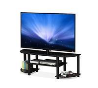 Furinno Turn-S-Tube Wide TV entertainment Center, Dark Walnut, Noyer Foncé, One Size, Noir