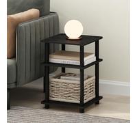 Furinno Turn-Tube Table d'appoint à 3 Niveaux avec étagère Ouverte, Table de Nuit, Table de Chevet, Montage Facile, pour Salon, Chambre à Coucher, Bois foncé