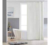 Furlinic Petit Rideau de Douche,Beige,Anti Moisissure,90 x 180cm,Tissu Polyester,Imperméable,Rideaux Baignoire Lavable en Machine,6 Crochets