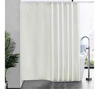 Furlinic Rideau de Douche Anti Moisissure Tissu en Polyester Imperméable Rideaux de Douche Textile Lavable pour Baignoire ou la Salle de Bain 16 Crochets de Rideau Douche-Beige Extra Long 244x200cm.