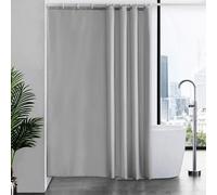 Furlinic Rideau de douche textile gris 180x210cm avec 12 anneaux, hydrofuge & anti-moisissure