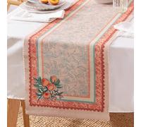 furn. Anemone Peaches Chemin De Table - Lavable Lorale Fruitée Jacobéen Intérieur Et Etérieur Décoration De Table (Multicolore - 180x35cm)