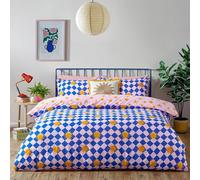 furn. Antares Jeu De Housse De Couette - Réversible Damier Ensoleillé Entretien Facile Mélange De Coton Literie (Multicolore - King UK Standard - 230x220cm)