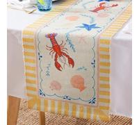 furn. Brunch Stripes Chemin De Table - Lavable à Rayures Nautiques Et Homard Séchage Rapide Décoration De Table (Multicolore - 180x35cm)