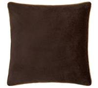 furn. Coussin Meridian Garni de Plumes - Coussin décoratif Luxueux en Velours passepoilé contrasté (Chocolat/Caramel - 45x45cm)