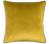 furn. Coussin Meridian Garni de Polyester - Coussin décoratif Luxueux en Velours passepoilé contrasté (Mousse/Émeraude - 45x45cm)