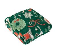 furn. Couverture Polaire Festive de Noël avec imprimé Pain d'épices et Bonbons (Émeraude - 130x150cm)
