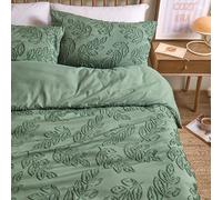 Duvet Day Housse de Couette Seville Leaf de Motif Feuilles touffetées Douces au Toucher, Facile d'entretien (Vert - King)