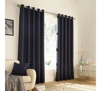 furn. Ellis Ringtop Rideaux Oeillet (Paire) - Prêts - Polyester - Marine - 229Cm X 229Cm, Polyester, Marine, 229 X 229Cm (90" X 90" Pouces)