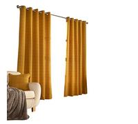furn. Ellis Ringtop Rideaux Oeillet (Paire) - Prêts - Polyester - Ocre - 117Cm X 137Cm, Polyester, Ocre, 117 X 137 Cm (46" X 54" Pouces)