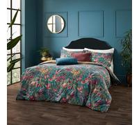 furn. Ensemble de Couette Floral Exotique Viranai Wylder Tropics - Bleu Lac - Super King