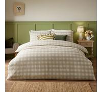furn. Ensemble de Housse de Couette à Carreaux Vichy Hartsford - Neutre - Très Grand Lit, Beige, King