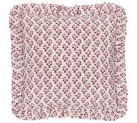 furn. fourrer. Coussin Rempli de Polyester à Volants Imprimé Bloc Lulah - Lin/Rouge - 45x45cm
