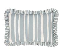fourrer. Housse de Coussin à Volants Rayures Carmon - Lin/Bleu - 40x60cm