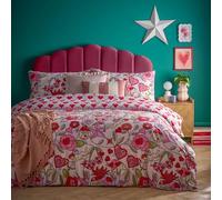 furn. Glass Hearts Parure De Lit - Vitrail Romantique Cupidon Réversible Polycoton (Rose - Simple - 137x200cm)