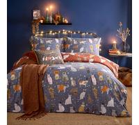 furn. Ensemble de Housse de Couette Halloween Pawty - Parure de lit réversible et Amusante avec Motif Chat Effrayant (Multicolore - King)