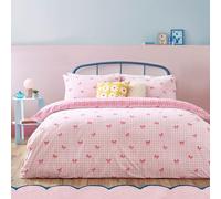 furn. Heya Home Ensemble de Couette Imprimé Gingham Bows - Rose - Simple
