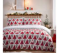furn. Hide and Seek Santa Parure de lit Super King Size en Coton, Polyester, Rouge