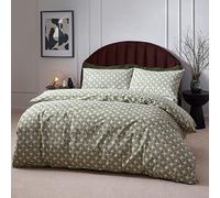 furn. Hoem Alexa Jeu De Housse De Couette - Terreux Géométrique Coton Riche Entretien Facile Literie (Olive - 230x220cm)