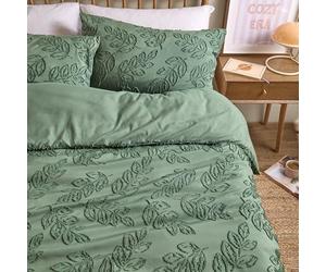 furn. Housse de Couette Duvet Day Seville Leaf - Motif Feuilles touffetées Douces au Toucher, Facile d'entretien (Vert - Super King)