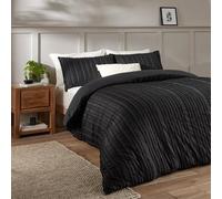 furn. Housse de Couette Harrison Stripe Duvet Day - Design Minimaliste capitonné, Tissu Doux au Toucher et Finition Facile d'entretien (Noir - Simple)