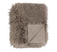 furn. Jeté Rowan - Couverture décorative en Fausse Fourrure Douce de Style Mongol avec Revers en Velours (Moka - 130x175cm)