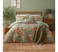 furn. Meadow Haze Jeu De Housse De Couette - Réversible Polycoton Botanique Fleurs Sauvages (Vert - Super King - 260x220cm)