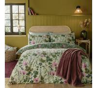 furn. Mystic Berry Jeu De Housse De Couette - Réversible Motif Floral Botanique (Vert - Super King - 260x220cm)