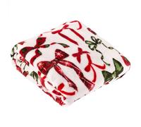furn. Nathalie Festive Bows Jeté - Couverture Polaire Douce avec nœuds pour Les fêtes (Baie/pin - 140x180cm)