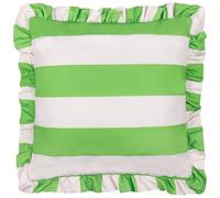 furn. Palm Royale Stripe Housse de Coussin - Résistant À L Eau Rayures Audacieuses Bord Volanté Extérieur Housse Décorative (Vert - 50x50cm)