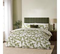furn. Parure de lit Hoem Lauro - Parure de lit réversible en Coton mélangé Motif Feuilles botaniques (Olive - Super King)