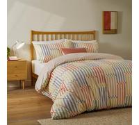 furn. Parure de lit réversible à Rayures Madison Day, Tissu Doux au Toucher et Motif rétro (Multicolore/Abricot - 230x220cm)