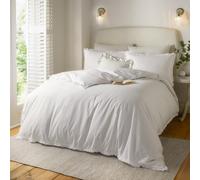 furn. Parure de lit Wylder Nature Tilly - 100% Coton délavé, à Volants minimalistes et Bordure élégante (Blanc - Double)