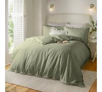 furn. Parure de lit Wylder Nature Tilly - 100% Coton délavé, à Volants minimalistes et Bordure élégante (Sauge - Simple)