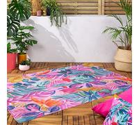 furn. Psychedelic Jungle Tapis - Intérieur/Extérieur Tropical Floral Lavable Résistant Aux Intempéries Léger Tapis (Rose - 120x170cm)