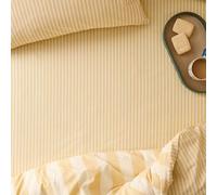 furn. The Ultimate Stripe Drap-Housse - Drap De Lit en Polycoton À Rayures Fines Ton sur Ton (Crème Anglaise - Simple - 90x190x32cm)