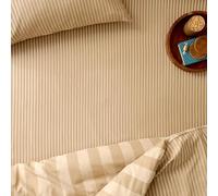 furn. The Ultimate Stripe Drap-Housse - Drap De Lit en Polycoton À Rayures Fines Ton sur Ton (Latte Au Caramel - Super King - 180x200x32cm)
