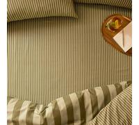 furn. The Ultimate Stripe Drap-Housse - Drap De Lit en Polycoton À Rayures Fines Ton sur Ton (Thé Vert - King UK Standard - 150x200x32cm)