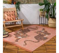 furn. Tibetan Tigre Tapis - Intérieur/Extérieur Inspiration Tribale Tigre Lavable Résistant Aux Intempéries Tissage Plat Tapis (Corail - 120x170cm), Coral