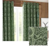 furn. Winter Woods Lot de 2 Panneaux de Rideaux Chenille à œillets Motif Animal Vert émeraude 229 x 137 cm