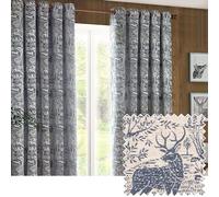 furn. Winter Woods Rideaux à œillets en Chenille Motif Animaux, Rideaux Chambre