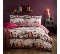 furn. Ensemble de Housse de Couette Witchy Tales - Parure de lit réversible Style Halloween avec Potion Magique (Multicolore - Simple)