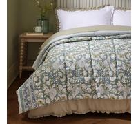 furn. Wylder Annabelle Couvre Lit - Réversible Floral Matelassé Coton Jeté De Lit Literie (Bleu - 150x200cm)