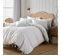 furn. Wylder Chloe Ensemble De Housse De Couette - 100% Coton Délavé Réversible Imprimé Feuilles (Blanc - Double - 200x200cm)