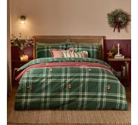 furn. Wylder Ramble Robin Parure De Lit (Vert - Simple) | Style Campagne Rouge Gorge Touffeté 100% Coton Brossé Festif À Carreaux Entretien Facile Literie