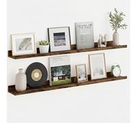 Furnbuty Etagere Murale 100cm, Lot de 2, Profonde 11.3cm, avec Rebord, Brun | Supporte jusqu'à 25 kg, MDF robuste, etagere murale bois pour photos, livres, déco, Idéal pour cuisine, chambre, salon