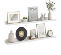 Furnbuty Etagere Murale 80cm, Lot de 2, Profonde 11.3cm, avec Rebord, Blanc | Supporte jusqu'à 21 kg, MDF robuste, etagere murale bois pour photos, livres, déco, Idéal pour cuisine, chambre, salon
