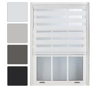 FURNISHED Stores enrouleurs Jour et Nuit - Stores enrouleurs Zebra Blind Dim ou Translucides Vision pour fenêtres et Portes - Tissu Double Couche, Blanc, 155W x 210H cm