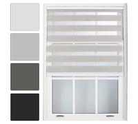FURNISHED Stores enrouleurs Jour et Nuit - Stores enrouleurs Zebra Blind Dim ou Translucides Vision pour fenêtres et Portes - Tissu Double Couche, Gris, 130W x 210H cm