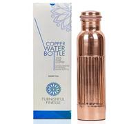 FURNISHFUL FINESSE Bouteille d'eau en cuivre pur, finition lisse naturelle, étanche, récipient en cuivre ayurvédique sans couture pour yoga, gym, bureau et sport, 1 000 ml
